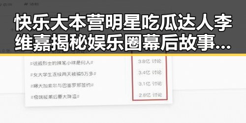 快乐大本营明星吃瓜达人李维嘉揭秘娱乐圈幕后故事与民国征婚词趣味比拼